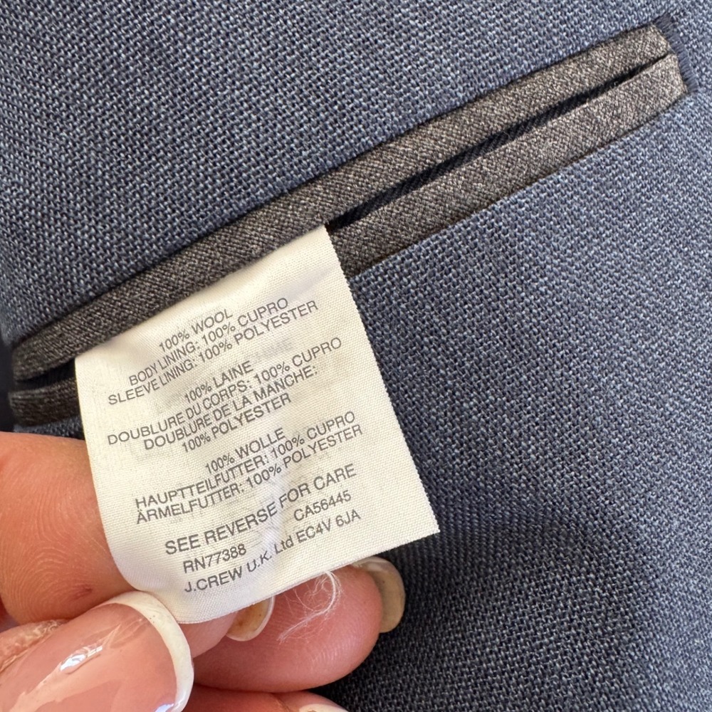 J. Crew Ludlow Traveler 38R Blue Italian Tollegno 1900 Wool Half Lined Blazer - Picture 6 of 11